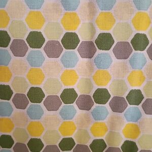 Hexagon Print Cotton Fabric in Yellow, Green, Blue . Price Per Yard.
